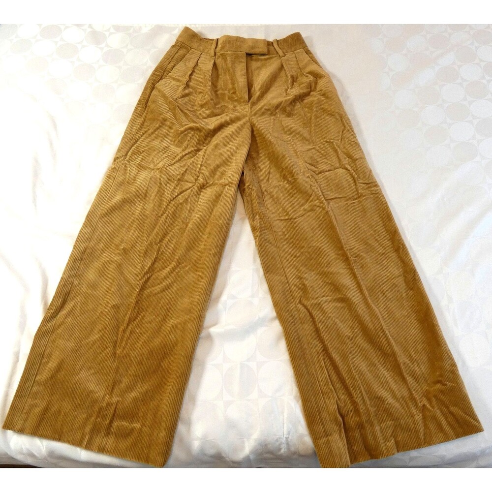 Banana Republic Gold Relaxed Corduroy Trousers Women 2 High Rise Wide Leg